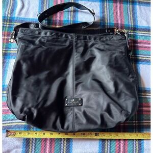 Kate Spade New York Black Nylon Crossbody Hobo Bag Red Lining with Pouch